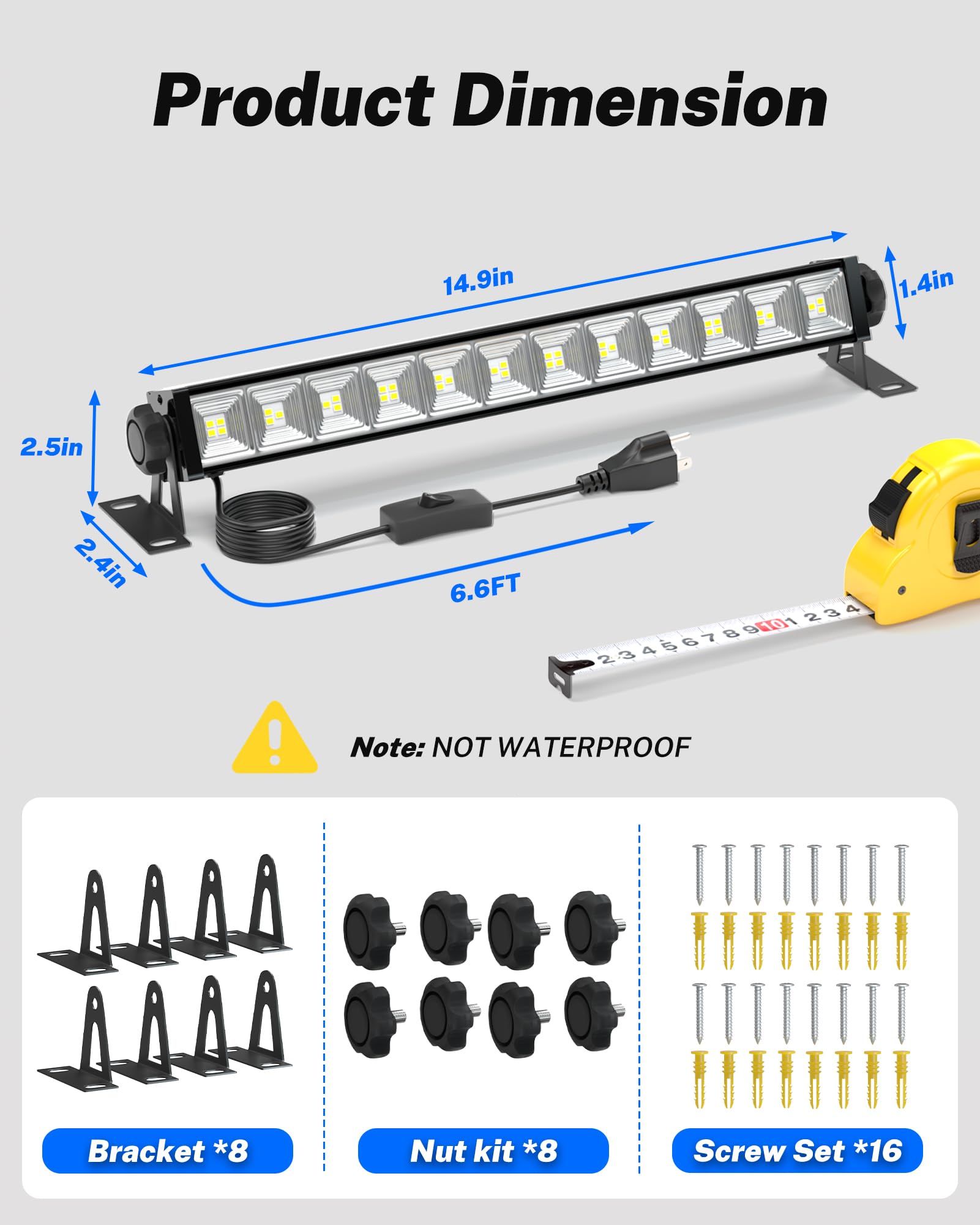 4 Pack LED Shop Lights 40W 5400LM Plug in Garage Lights with 6 6FT Long Power Cord and — view 8
