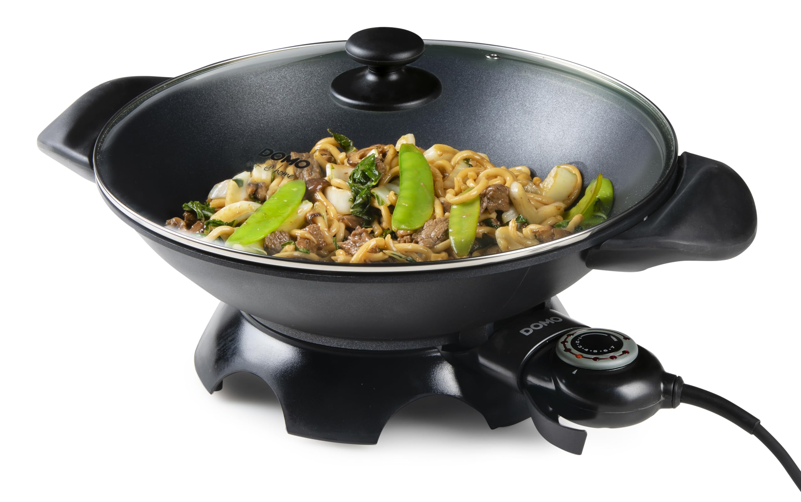 Domo DO-8708W - Wok eléctrico, 2200 W, color negro