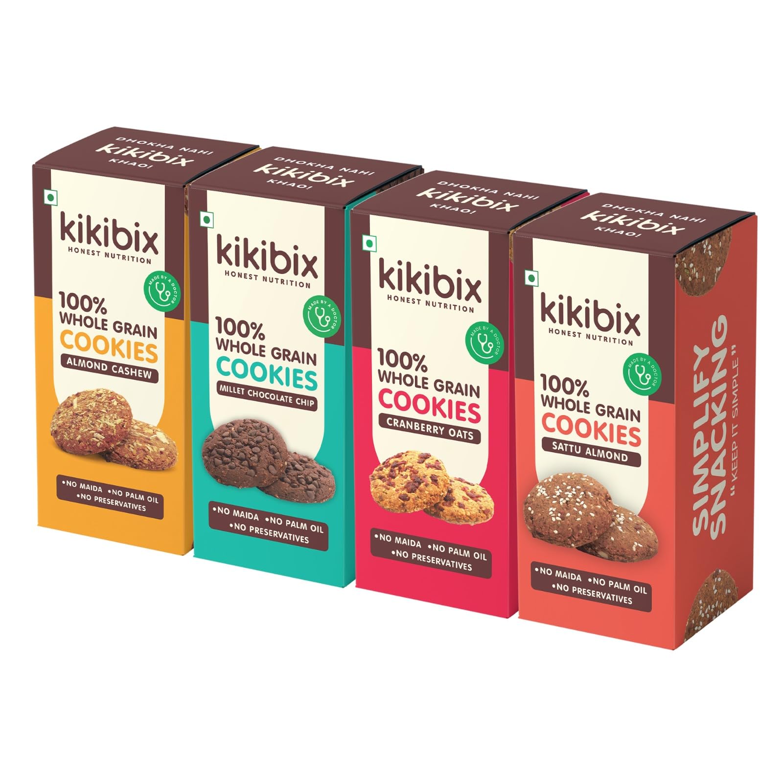 Kikibix Tasty & Healthy Cookies Combo Pack | No Maida & No Refine Sugar | Natural Jaggery Biscuit | Healthy Snacks For Diabetic (Assorted Combo Pack of 4) (B09ZQY9YPL) Amazon Price History, Amazon Price Tracker