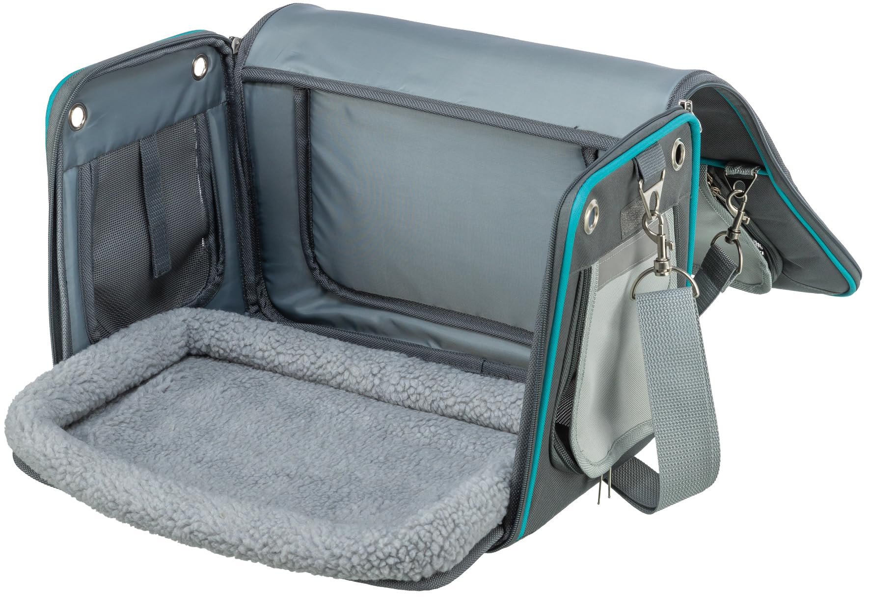 TRIXIE living and transport bag Vicky for dogs in grey/turquoise, practical carrier bag for transporting your pet - Image 4