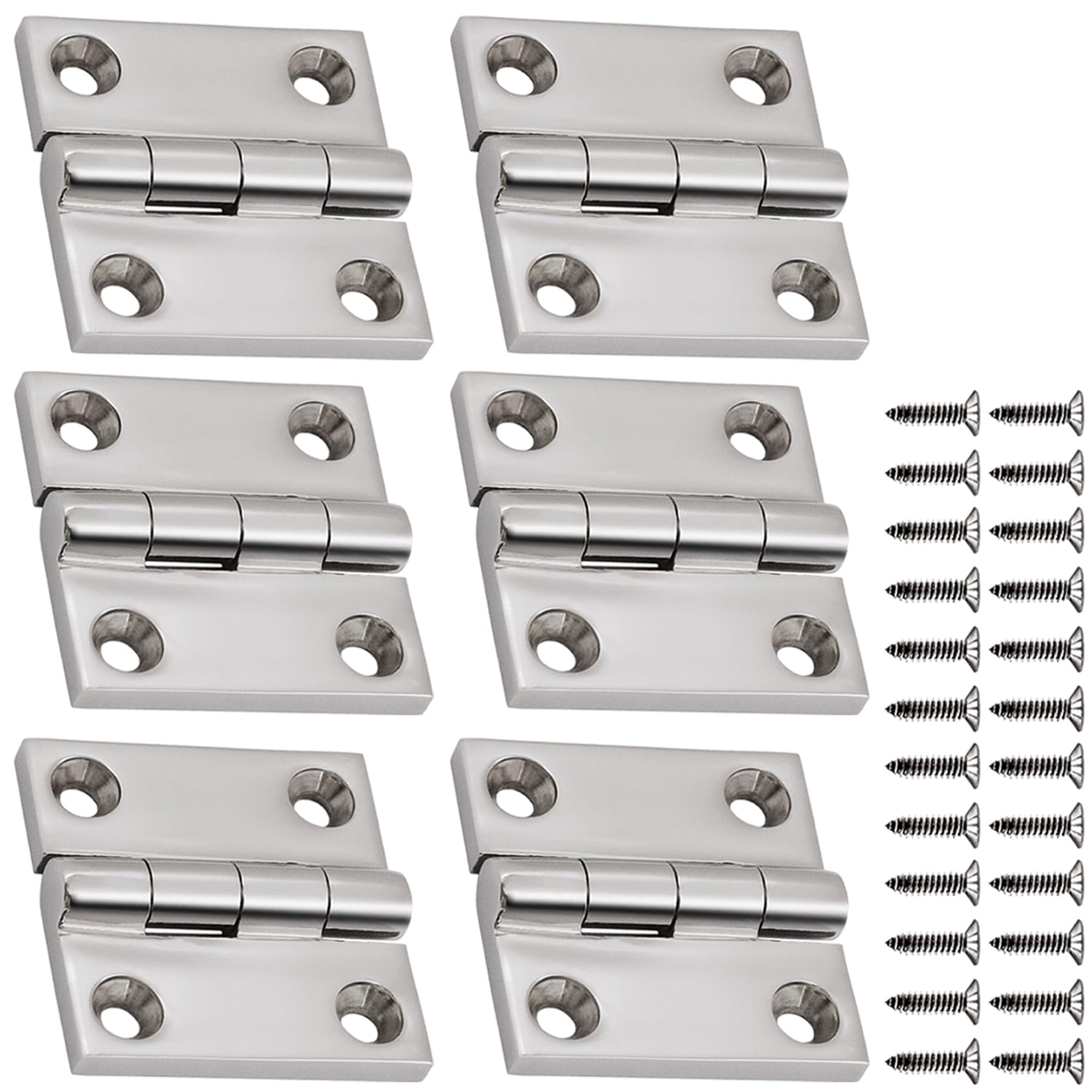 Laorde 316 Stainless Steel Hinges Marine Grade (2" × 2" or 1-1/2" × 1-1/2" Heavy Duty Boat Hatch Hinge Casting Cabinet Door Hinge with Screws (1.5" x 1.5" 6 Pack)