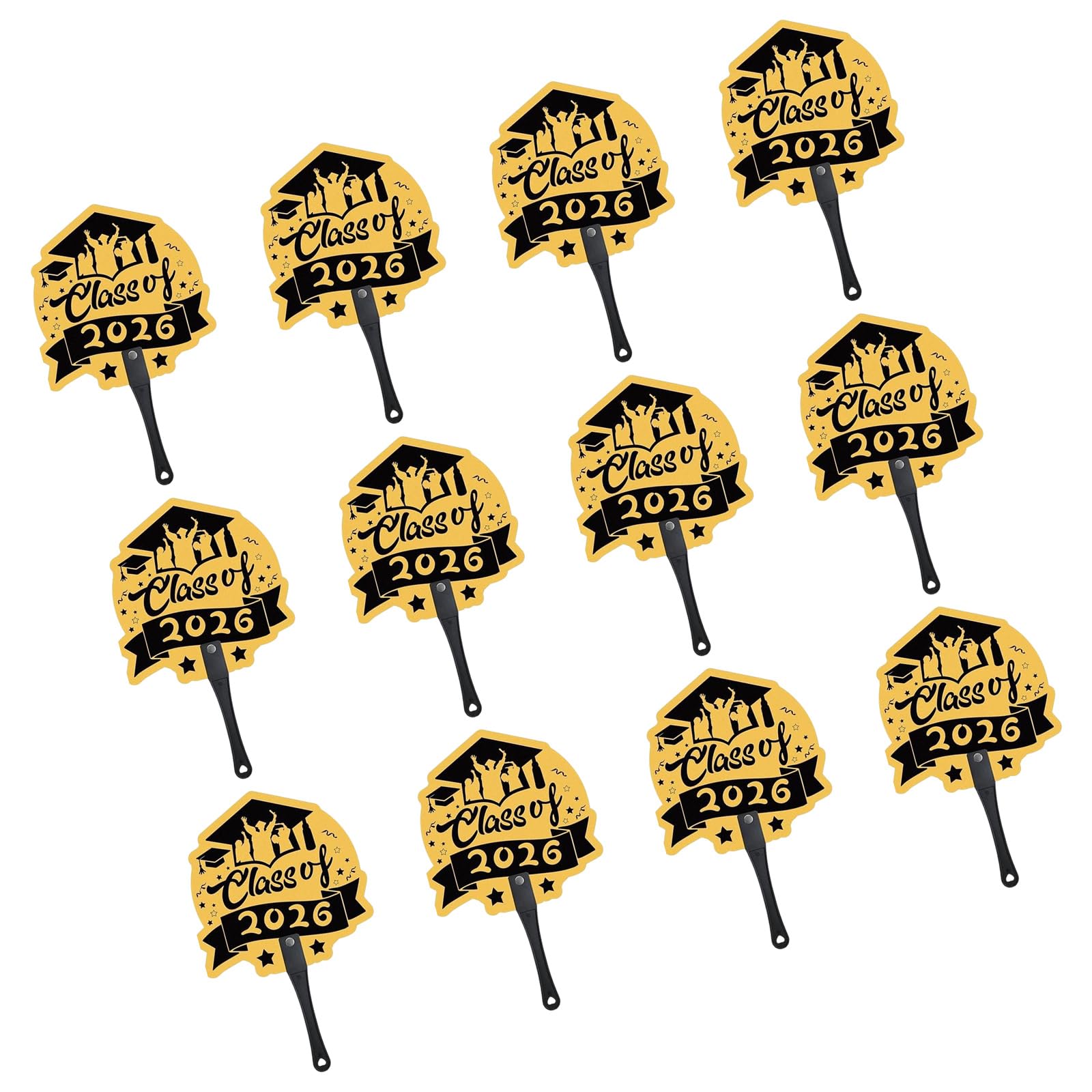 12PCS Class of 2026 Congrat Grad Handheld Fan Party Supplies Hand Fan for Graduation Ceremony and Decorative Display Graduation Party Supplies