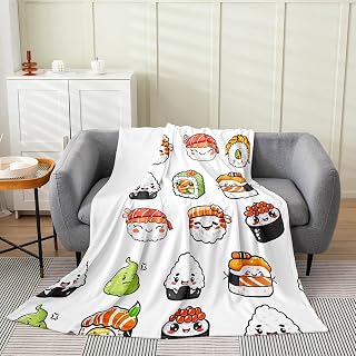 Feelyou Sushi Print Japanese-Style Bed Blanket 30" x40 Boys Girls Kids | Fuzzy Cartoon Japanese Throw Blanket Plush Blanket Microfiber Flannel Fleece Room Decor