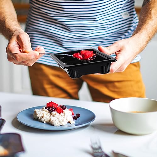 Miniatura 8 de Cabilock 100 bandejas de sushi con tapas, caja de sushi desechable, contenedor de transporte de pasteles de frutas, cajas para sushi, pasteles,