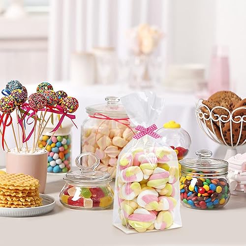 Miniatura 7 de Yotelab Bolsas de celofán de fondo plano, 3 x 2 x 8 pulgadas, bolsas de celofán reforzado con inserto de papel, 100 unidades