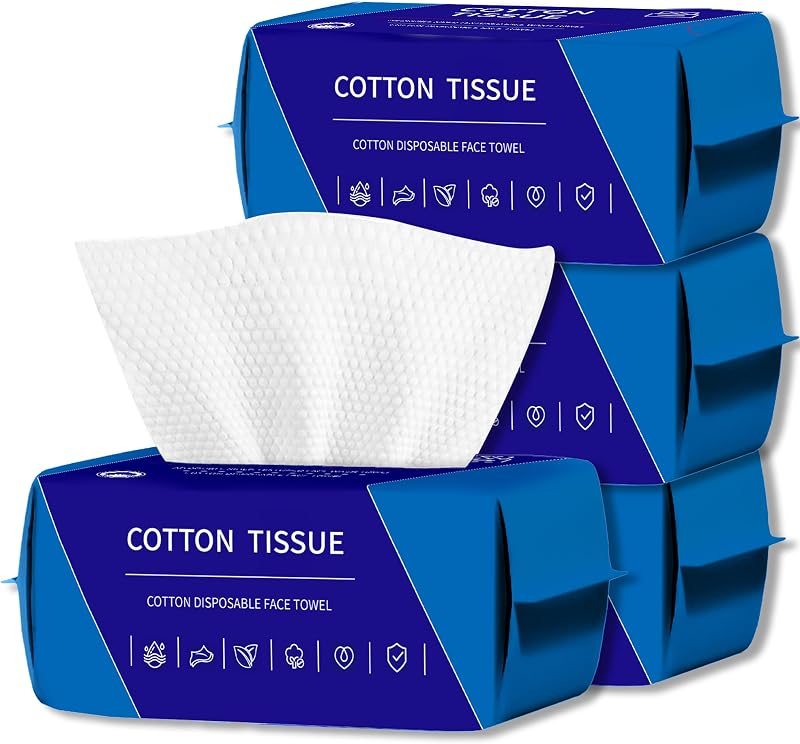 Toalhas faciais descartáveis ZVNNZOM de viscose, azuis, 4 pacotes com 100 unidades
