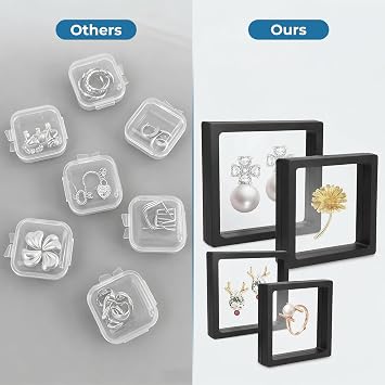 10pcs Black 3D Floating Frame Display Holder Stands,Coin Display Stands,3D Floating Jewelry Frame for Jewelry Challenge Coins AA Medallions(2.8 x 2.8 x 0.8 Inches)