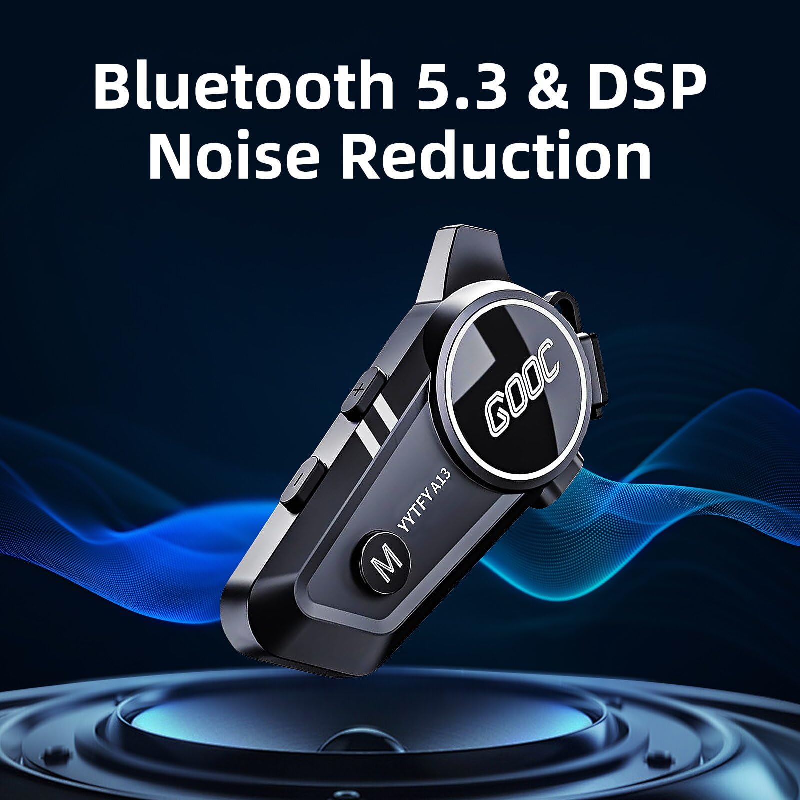 Motorrad Bluetooth Headset mit Sprachassistent Helm Gegensprechanlage Headset IP67 Wasserdicht/1500mAh Akkulaufzeit Helmlautsprecher Geeignet für die meisten Helme & CVC+DSP