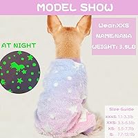 Vista 3 de Sebaoyu Pijamas para Perros Pequeños, Suéter de Perro con Diseño de Nave Espacial, Estrellas y Luna que Brillan en la Oscuridad