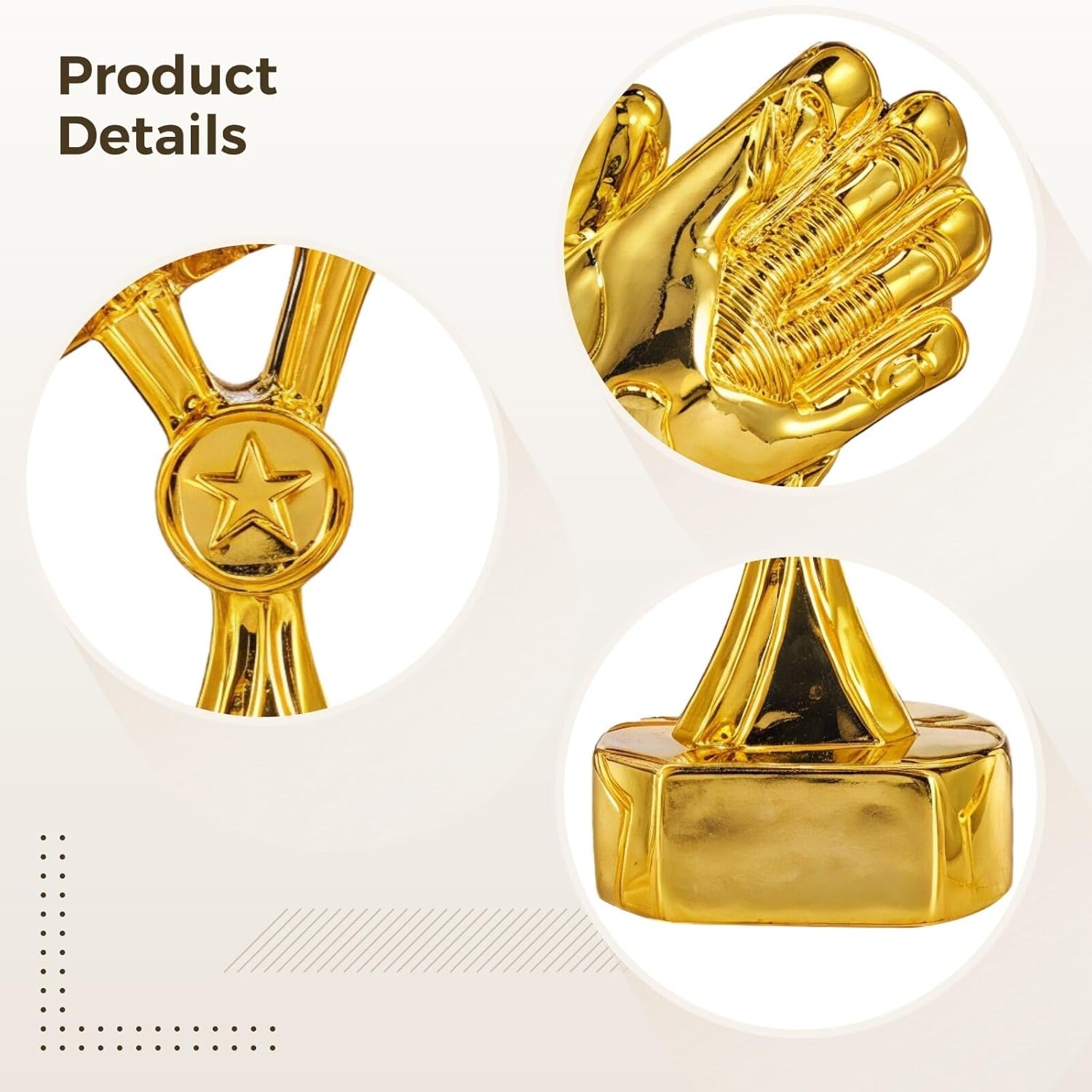 Soccer Goalkeeper Trophy, Sports Glove Trophy Gift, Golden Gloves Award Cup, Shiny Electroplated Finish, Resin Football Award Cup, Perfect for Events, Celebrations, and Competitions