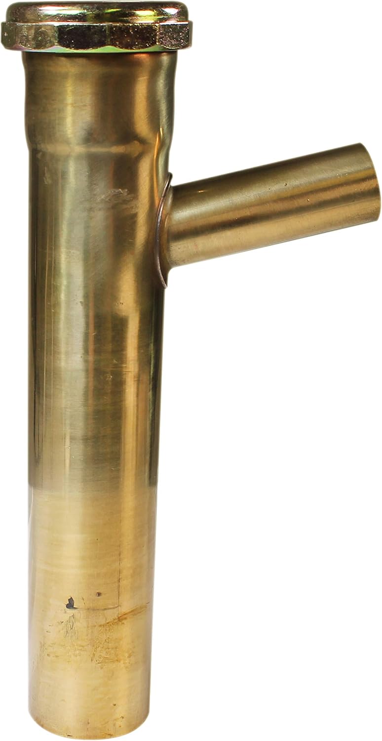 Westbrass D432-RAW 1-1/2 in. Brass Slip-Joint Y-Branch Extension Tube with 7/8 in. Branch, Unfinished Brass