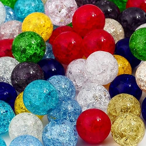 Miniatura 9 de RUBYCA Surtido mezclado redondo Druk Crackle Checo Cuentas de cristal para la fabricación de joyas (0.315 in, 100 unidades)