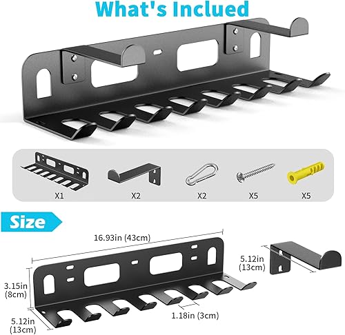 Miniatura 5 de KHAMAL Estante de almacenamiento multiusos para equipos de gimnasio para bandas de resistencia, almacenamiento de pared de gimnasio para bandas de