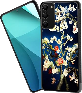 for Galaxy S20 FE 5G 2022 Case,Tire Anti-Skid Edges Cute Design Shockproof Bumper Full Protection Black Back Cover for Samsung Galaxy S20 FE 2020/ S20 FE 5G 2022,Almond Blossom