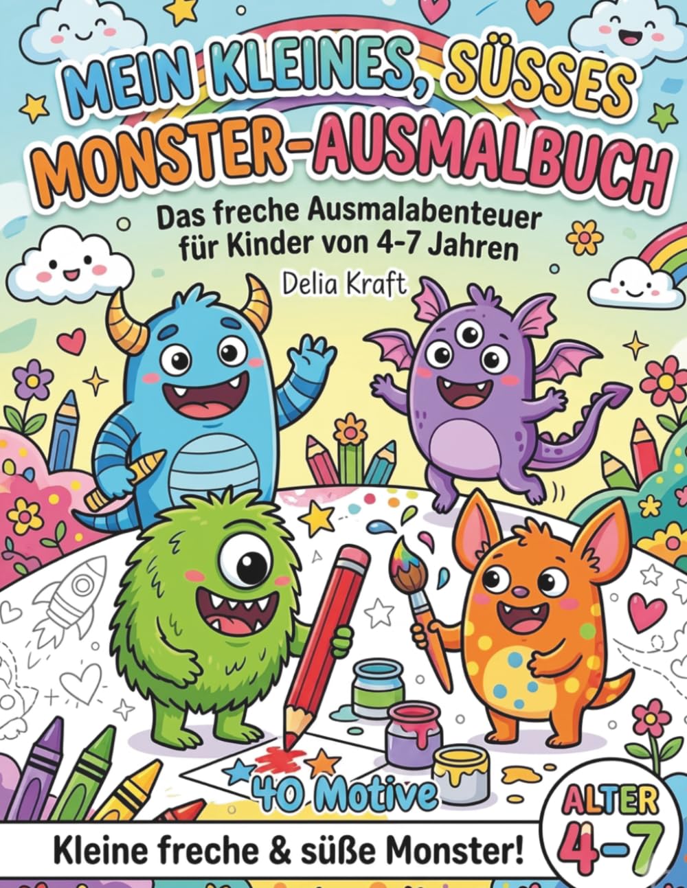 Mein kleines, süßes Monster Ausmalbuch: Das freche Ausmal-Abenteuer für Kinder von 4-7 Jahren