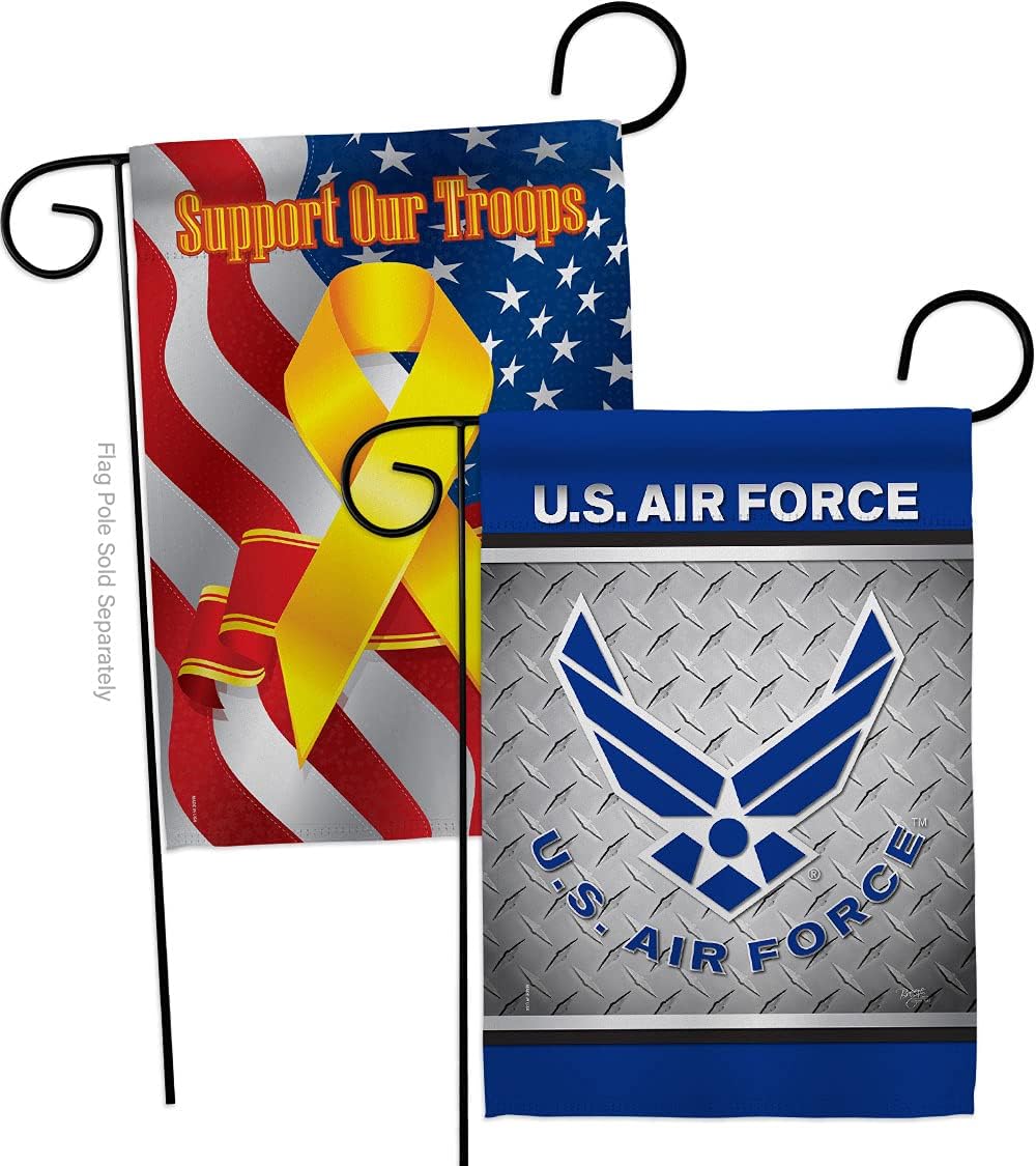 US Air Force Burlap Garden Flag - 2pcs Pack Armed Forces USAF United State American Military Veteran Retire Official - House Decoration Banner Small Yard Gift Double-Sided Made in USA 13 X 18.5