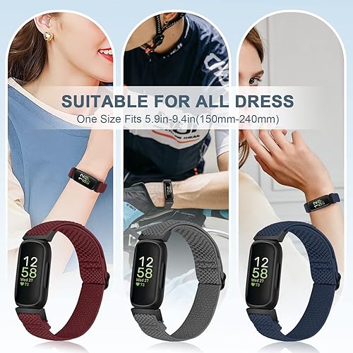 Miniatura 3 de Nidoujin Elastic Bands Compatible with Fitbit Inspire 3Inspire 2InspireInspire HRAce 3Ace 2 Women Men Kids, Adjustable Stretchy Comfortable Nylon