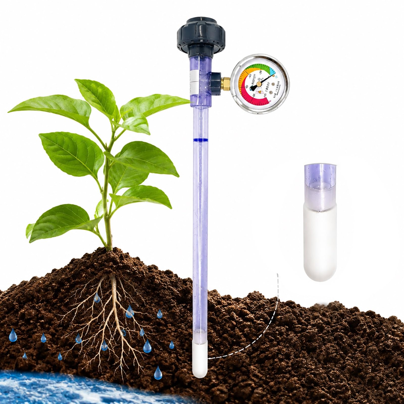 Tensiometro Del Suolo, Sensore Potenziale Idrico Per L'irrigazione | Misura L'umidità Del Terreno, Punta In Ceramica Ad Alta Sensibilità, Nessuna Alimentazione Richiesta, Per Frutteti E Serre