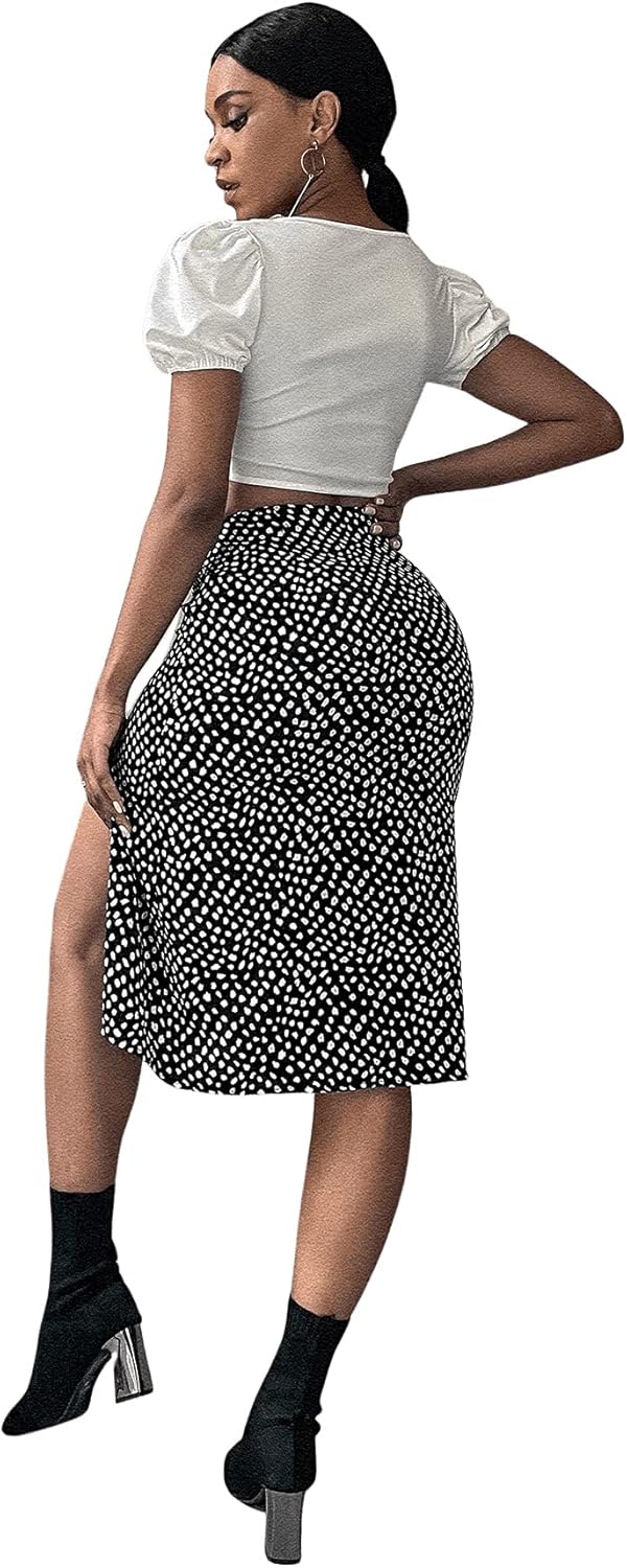 Floerns Women's Boho Floral High Waist Split A Line Midi Skirt at  Women’s Clothing store