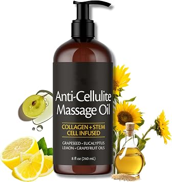 240ml Anti Cellulite Massage Oil, Firming Body Massage Oil with Collagen & Sunflower, Body Oil for Women for Firming, Moisturizes & Smoother Skin, Massage Oils for Legs & Full Body 1PCS