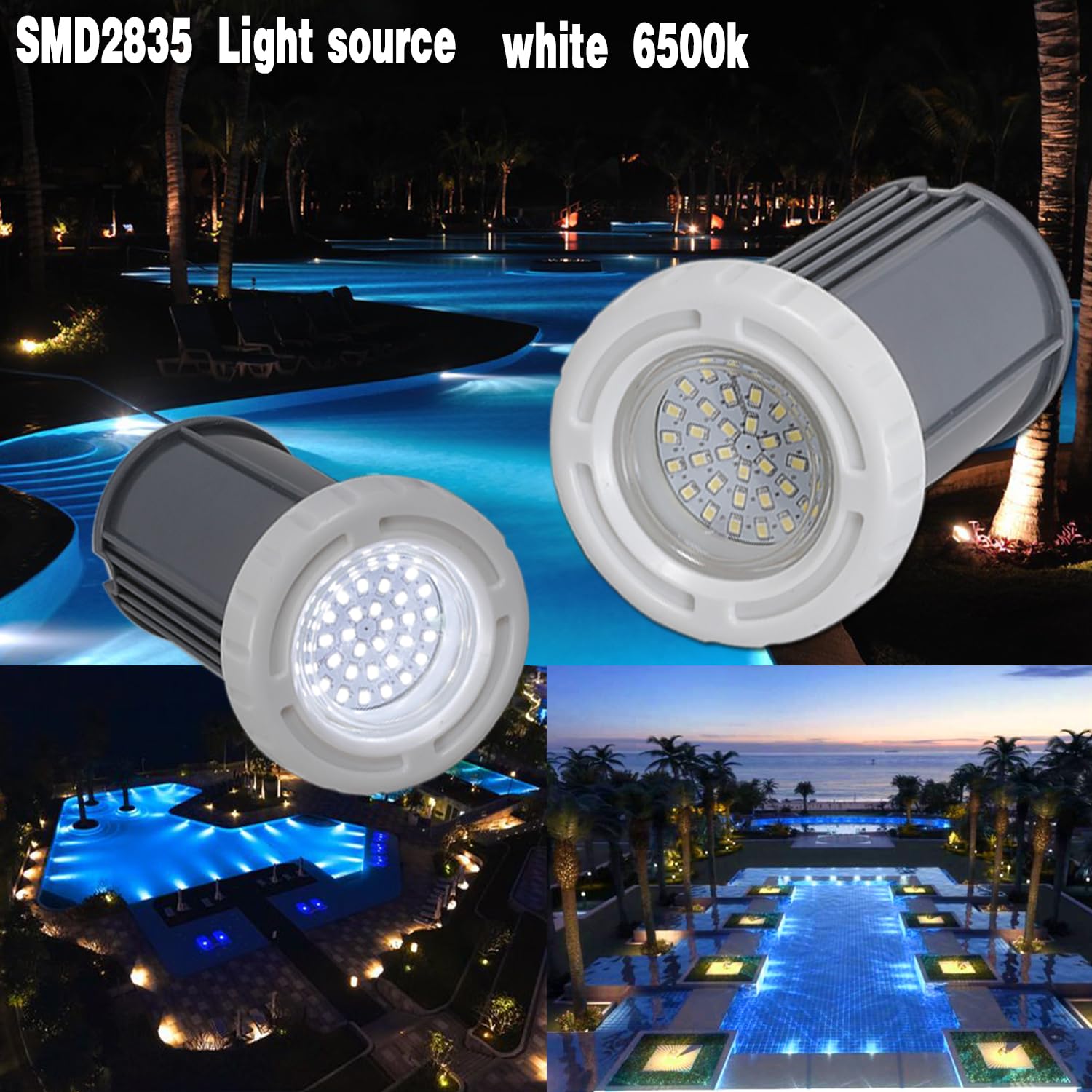 BARCELONA LED LED Poolleuchte 3W AC12V IP68 Unterwasserleuchte Ø94mm Kaltweiß 6500K SMD2835 LED Poollicht Aufbaumontage für Pool, Jacuzzi, Spa, Brunnen, Teich, Wasserdekoration