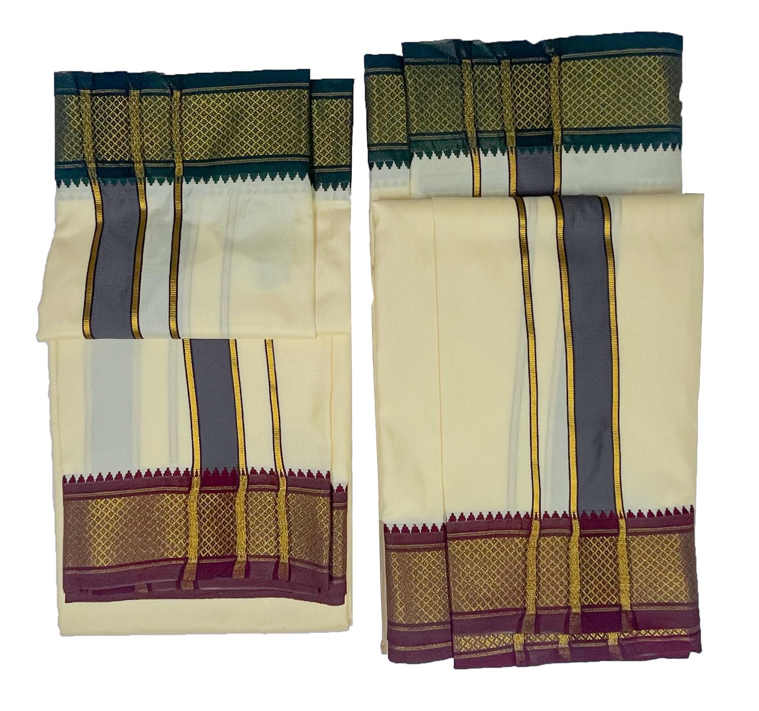 prakasam cotton Mens Blended Silk type Pet Dhoti with Matching towel/Double dhoti and single towel/Dhoti 1.28 x 3.60 Meter/1.28 x 1.80 Meter Towel/8 Mulam vesti & 4 Mulam Towel-picture-11
