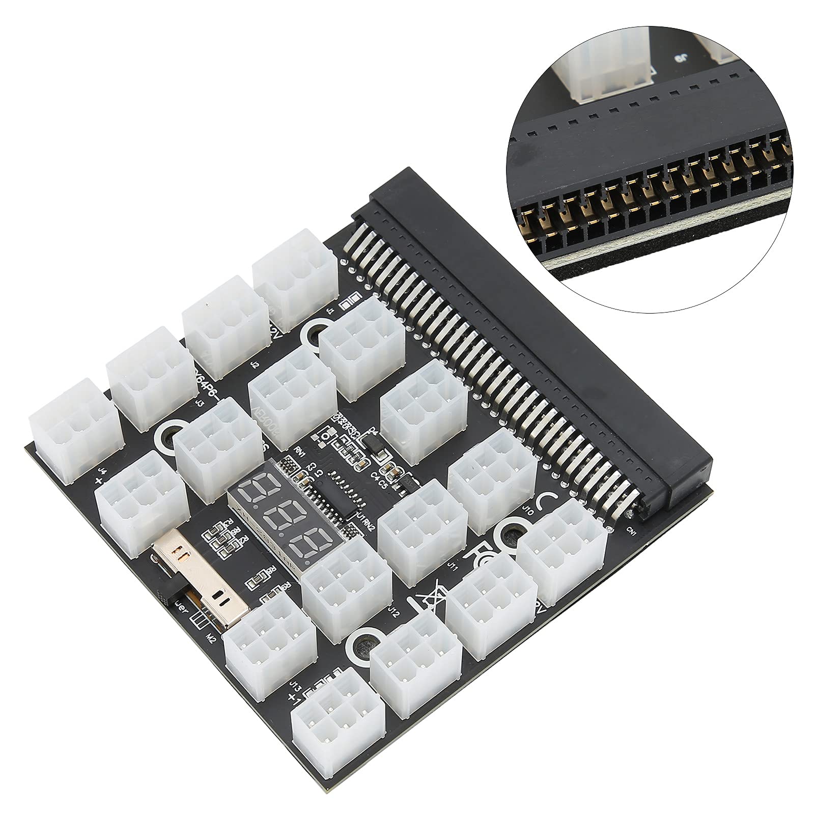 Amazon.co.jp: 17 ポジション配電基板、3.6 X 3.7 インチ 12V 電源基板アダプタ、低ノイズ、低干渉、ETH/BTC  マイニング用のさまざまな電源モデルに対応(黒) : パソコン・周辺機器