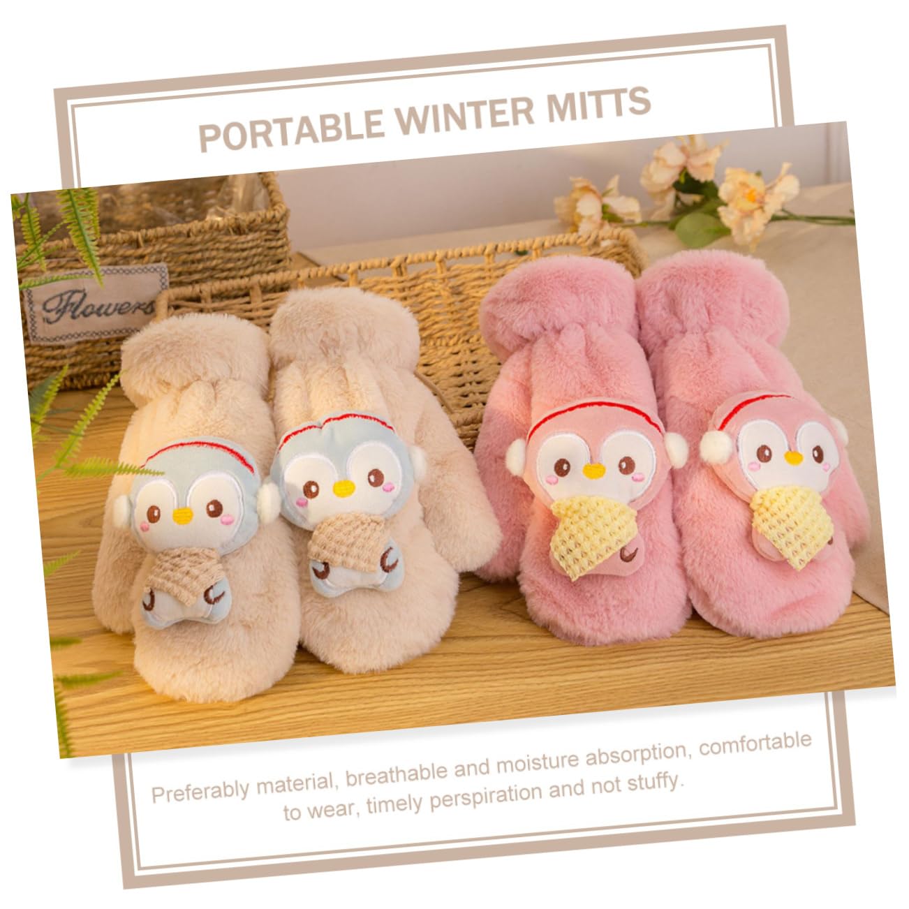 FOMIYES 1Pair Delicate Winter Mitts Portable Plush Gloves with Adorable for Adults Lightweight Warm and Skin Friendly Cartoon Winter Gloves