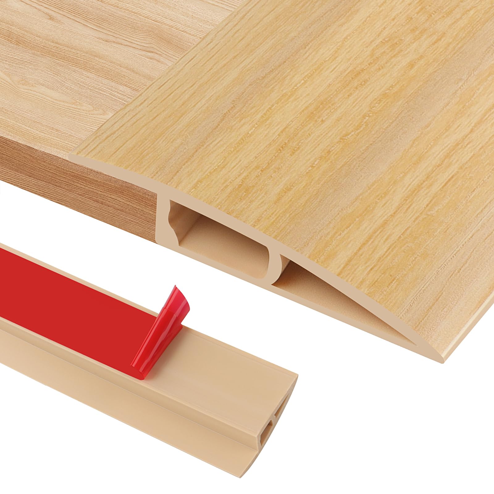 100cm Self-Adhesive Carpet Door Strips, PVC Door Threshold Strip for Height 17-20mm Carpet, Laminate Floor and Tile Thresholds, Doorways, Edges and Scooters(A5015,Raw Wood Grain)