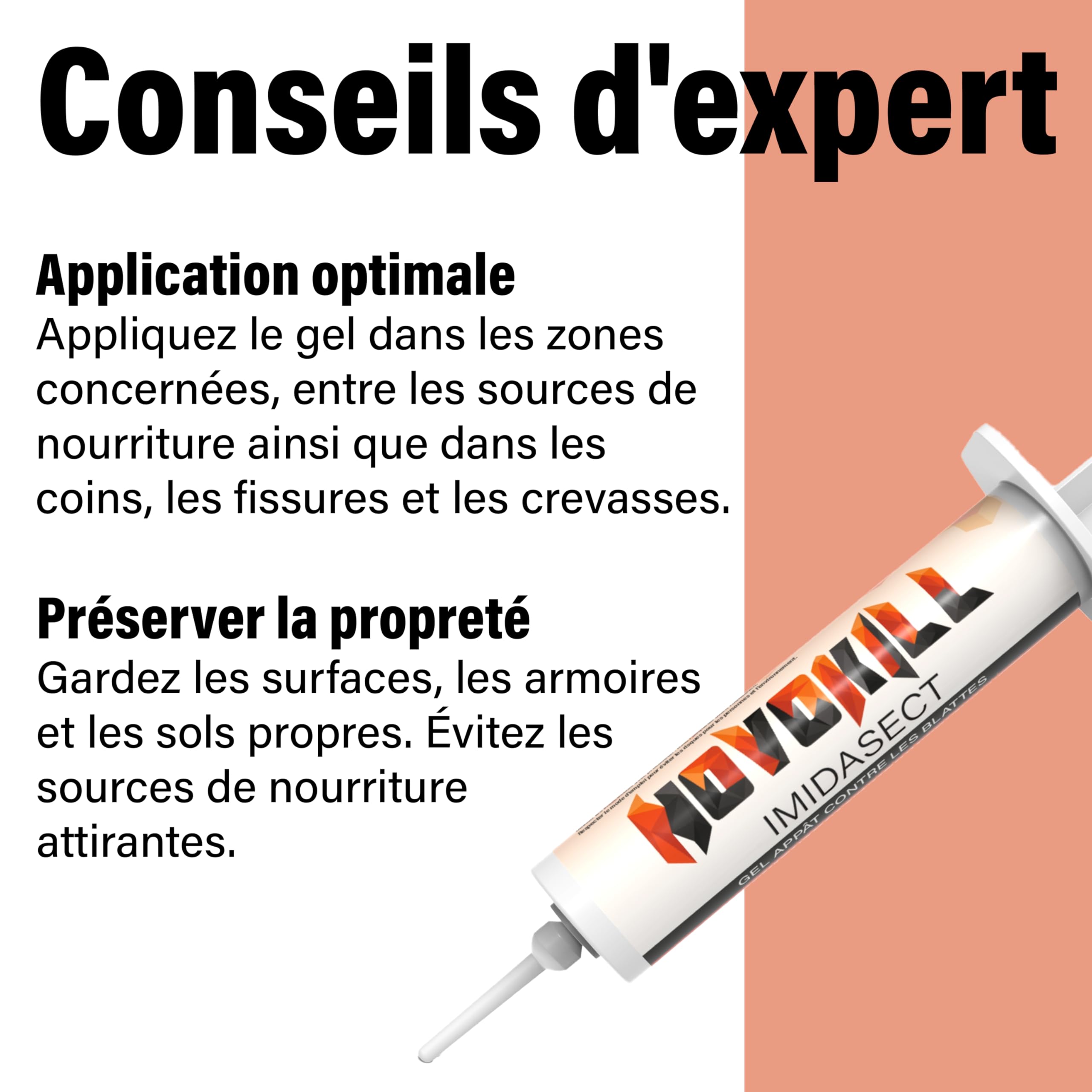 Novokill Gel Anti-Cafards | Produit Puissant Contre Blattes | Solution Professionnelle | 2 Seringues de 10g