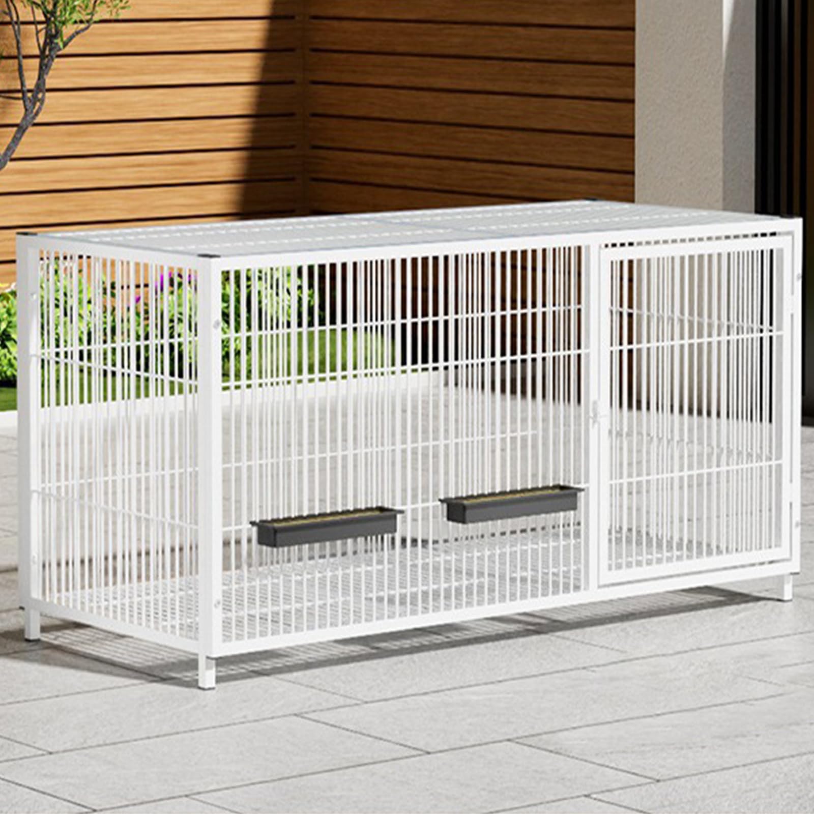 Gallinero Exterior De Metal para Jardín, con Puerta con Cerradura Y Bandeja para Huevos, con Capacidad para 6 A 8 Gallinas; Fácil Montaje. Jaula Exterior para Aves De Corral, Patos White 120x50x60cm