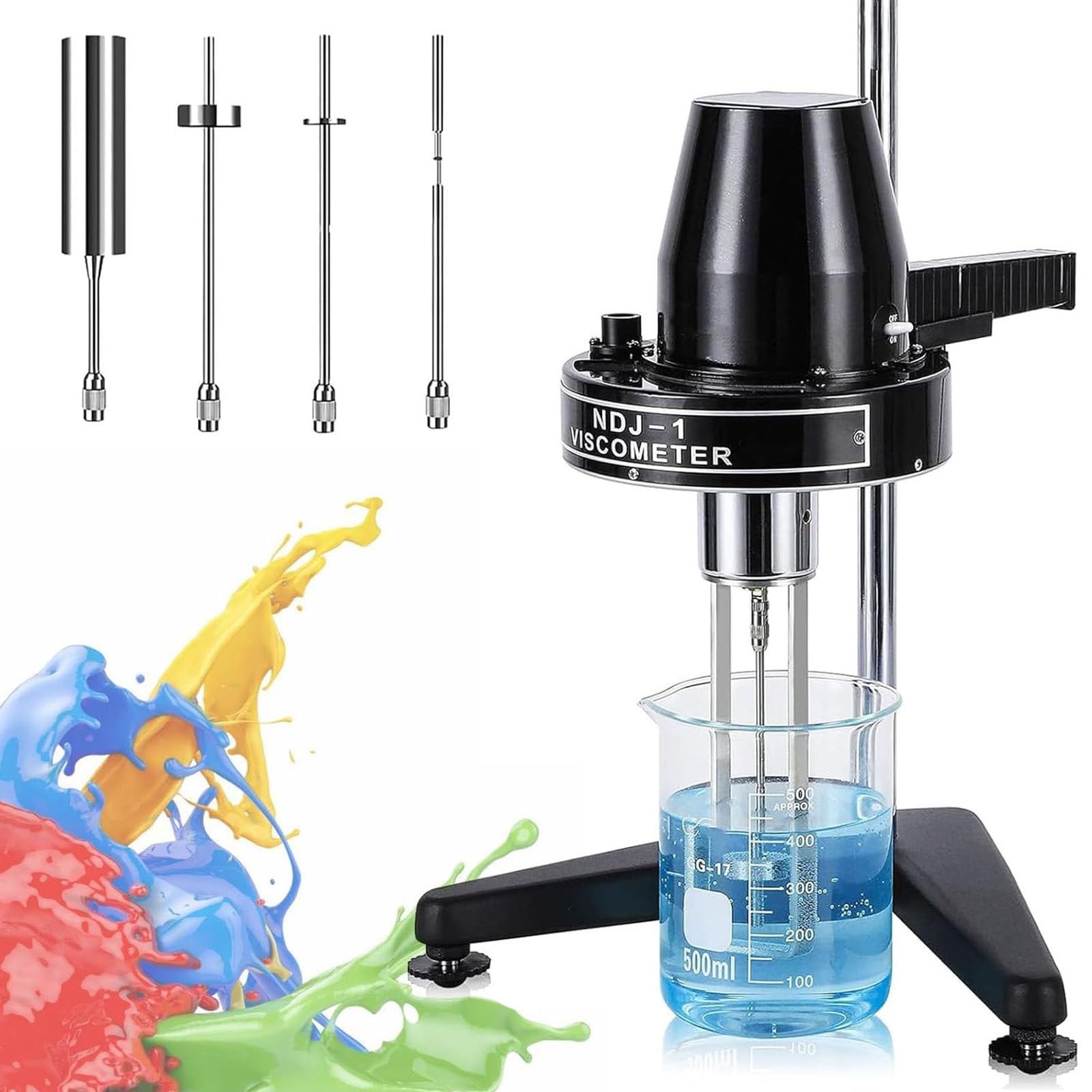 Viscosímetro rotacional digital de alta precisión de ±5%, viscosímetro rotacional de laboratorio con 4 rotores, 10-100 000 mPa·s. Viscosímetro de líquidos para pinturas, adhesivos, cosméticos y grasas