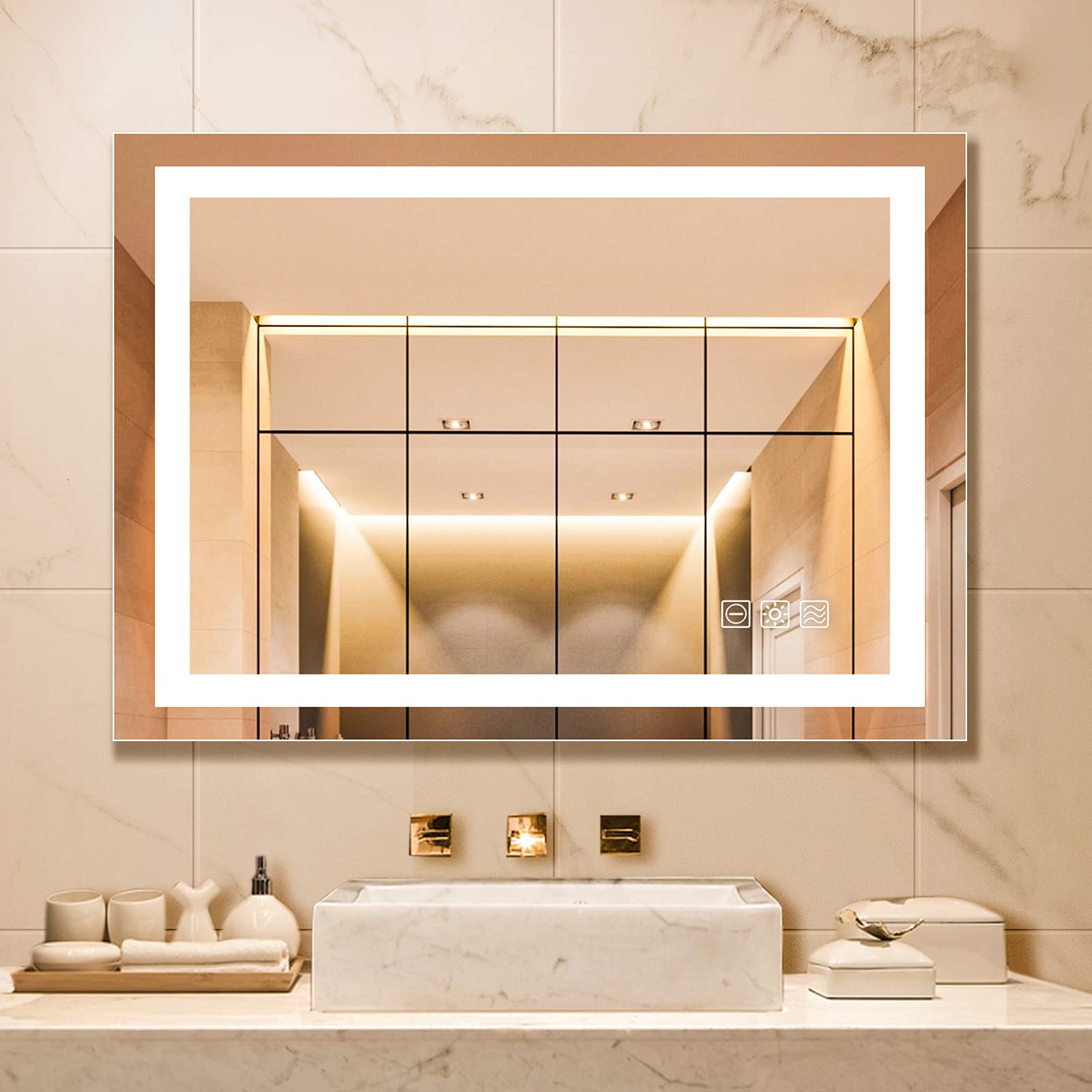 Buy Dutsekk LED Bathroom Mirror for Wall 36x28 Inch AntiFog Bathroom