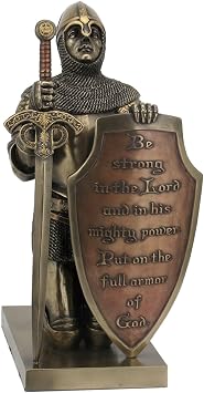 Veronese Design Templar Knight Be Strong in The Lord Bronze Finish Statue