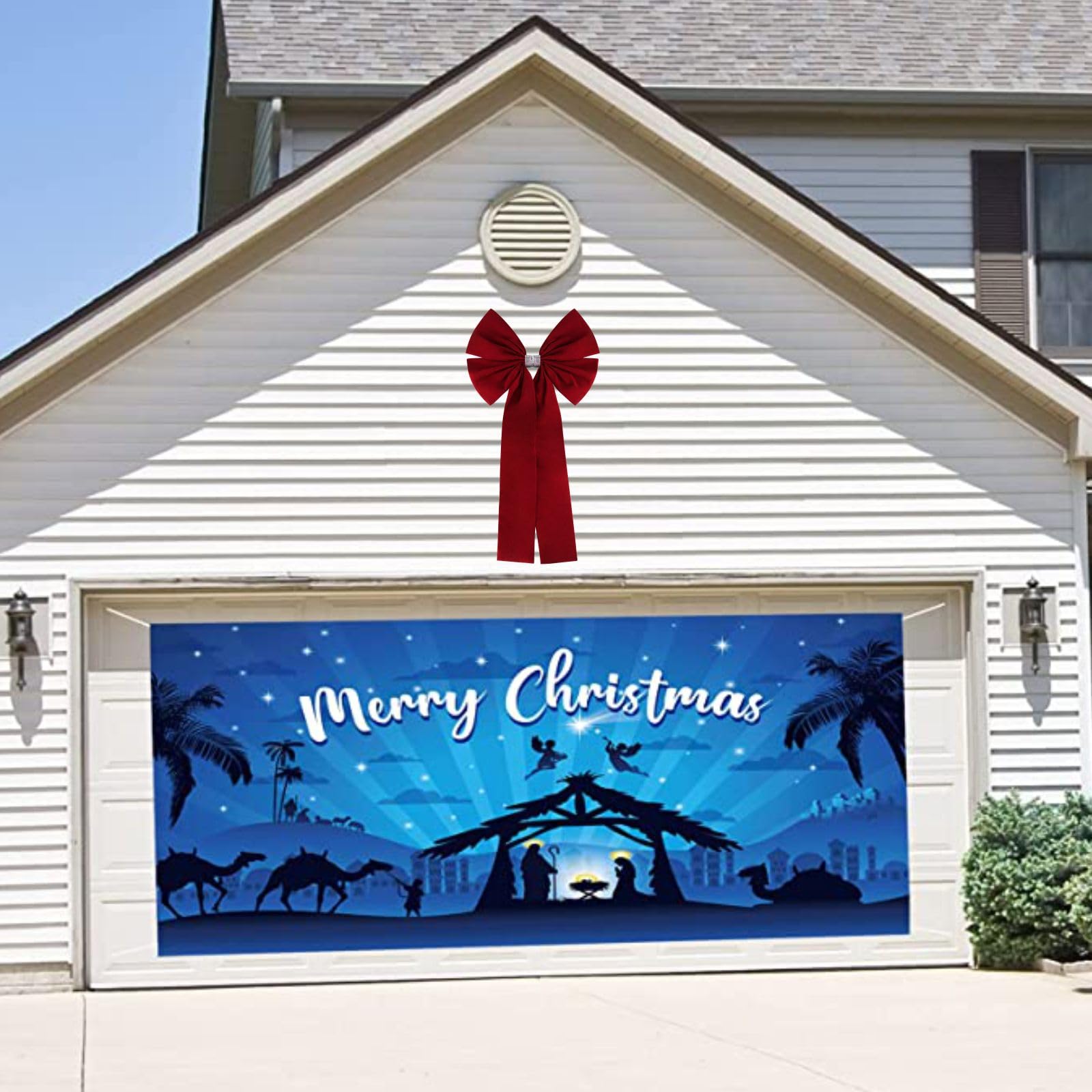 Meseey Lazo extra grande para árbol de Navidad de 36 x 18 pulgadas, lazo de terciopelo para decoración del hogar de Navidad, decoración de interiores y exteriores (borgoña)