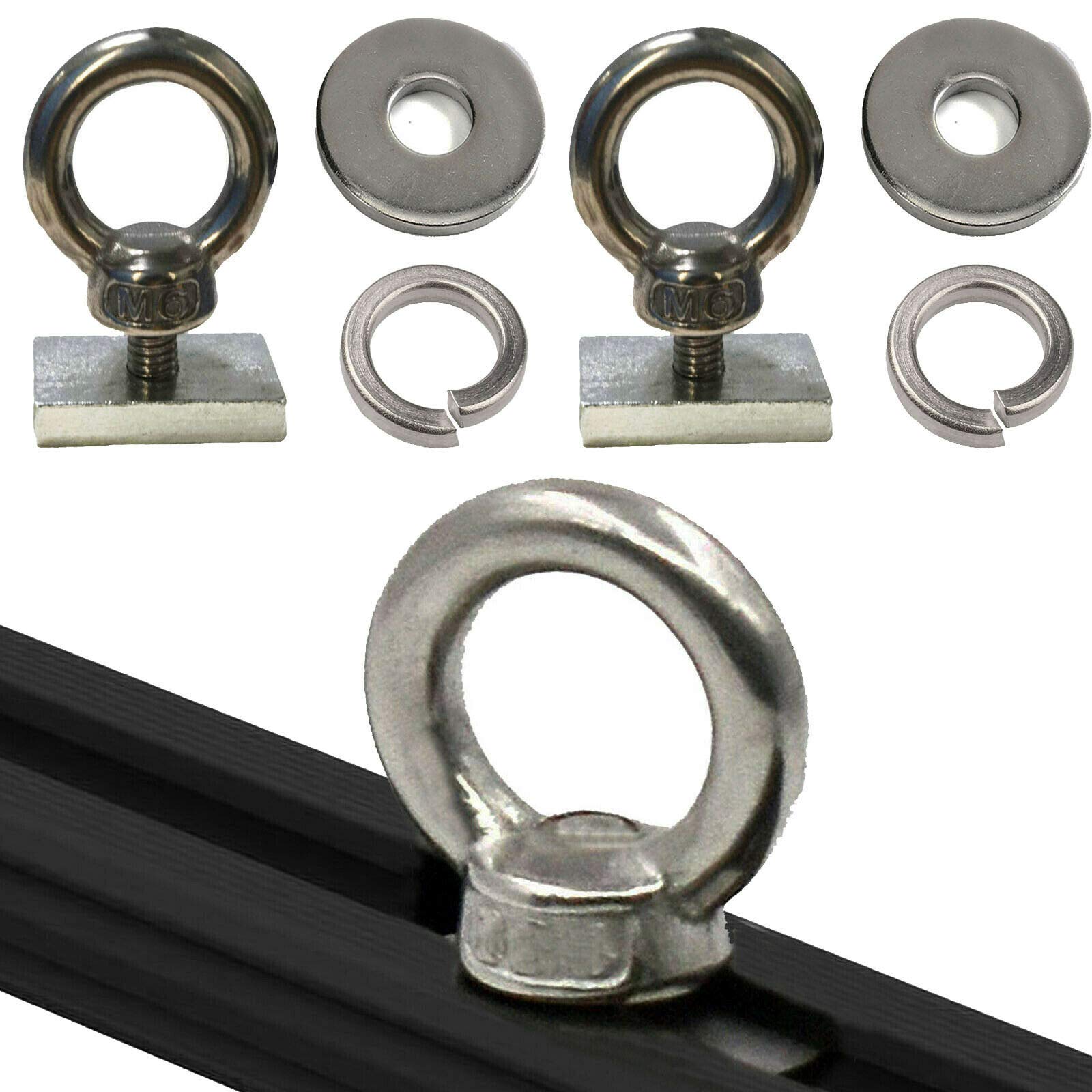 Lot De 4 Anneaux D En Acier Inoxydable Noir - Charge 2724 Kg - Avec Vis Pour Fixation Sur Remorque, Voiture, Kayak