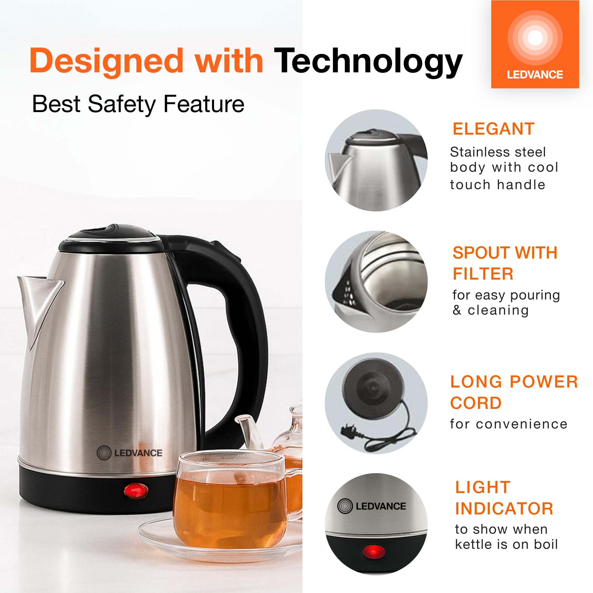LEDVANCE Electric Kettle - Fast Boiling 1.8L -6