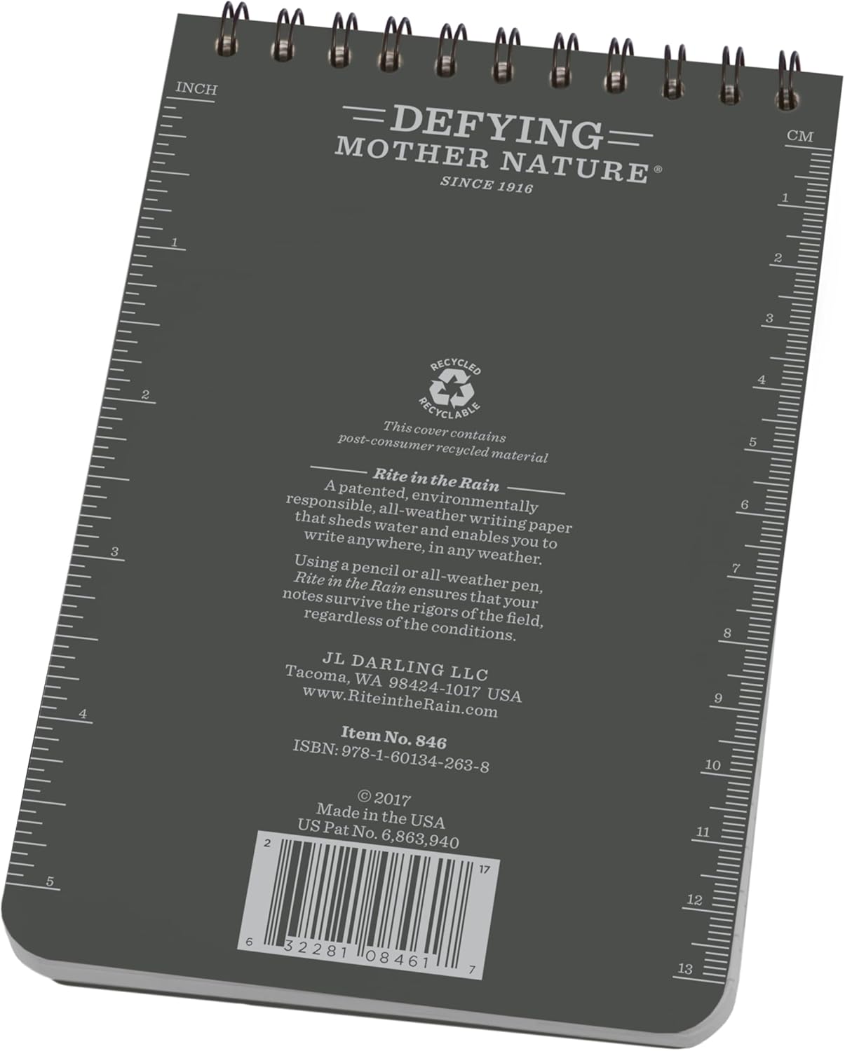 Rite in the Rain Weatherproof Top-Spiral Notebook, 4" x 6", Gray Cover, Universal Pattern, 3 Pack (No. 846-3) - Image 5