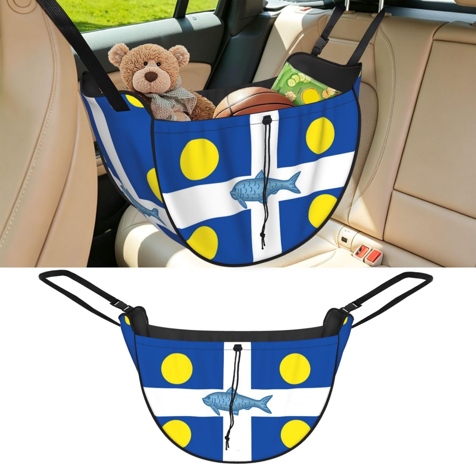 Cntdbu Black Fortune Flag Car Seat Organizer-Backseat Storage Bag For Travel