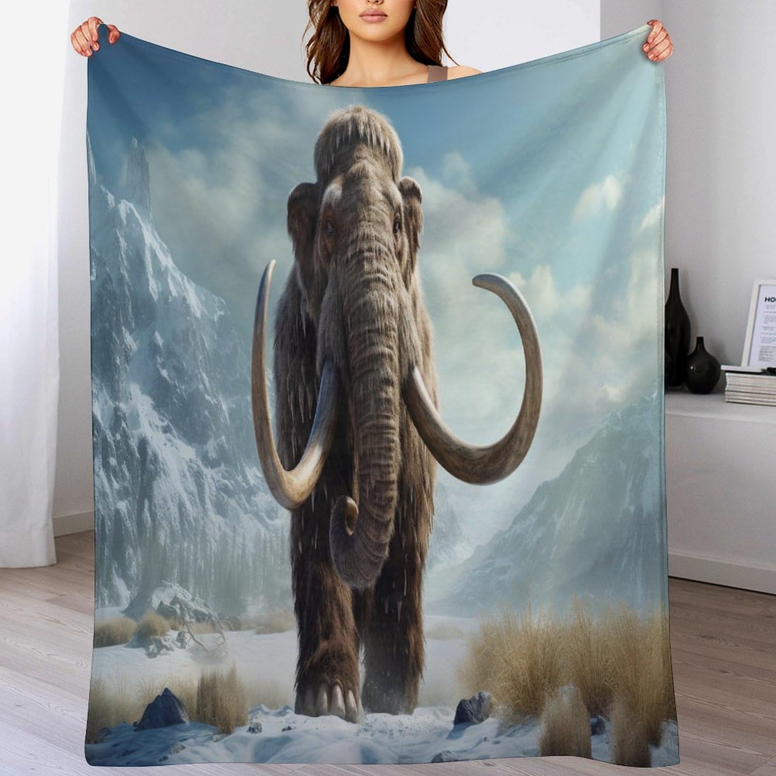 Couverture Luxe Motif Mammouth 3D en Polaire Flannel Douceur Premium