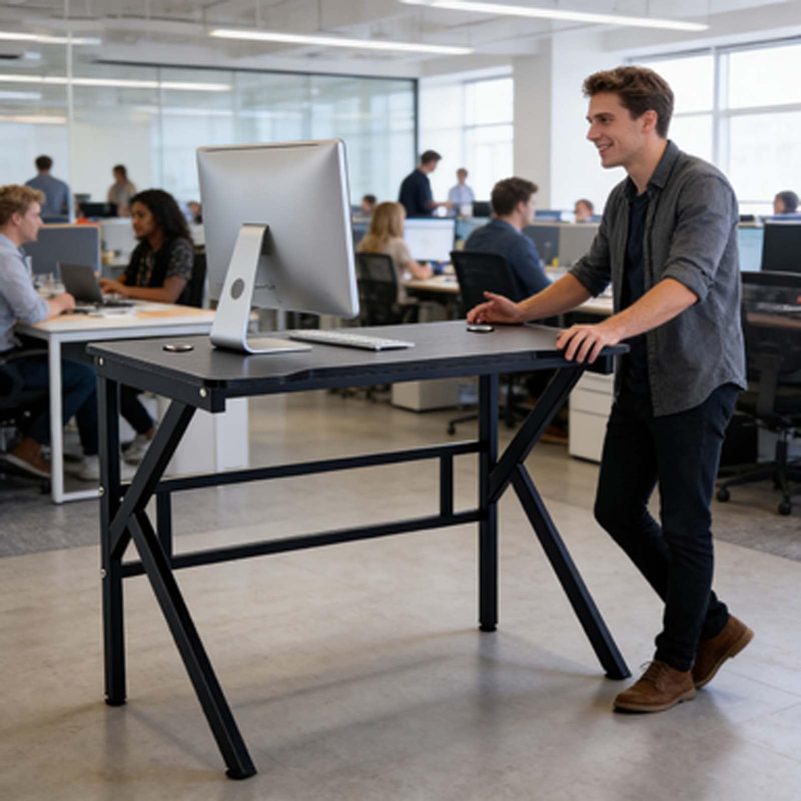 Gaming-Schreibtisch und Bürotisch, ergonomische Computer-Arbeitsstation mit stabilem Stahlrahmen und MDF-Platte for PC-Gaming und Studio(55.12 * 23.62 * 29.13in)