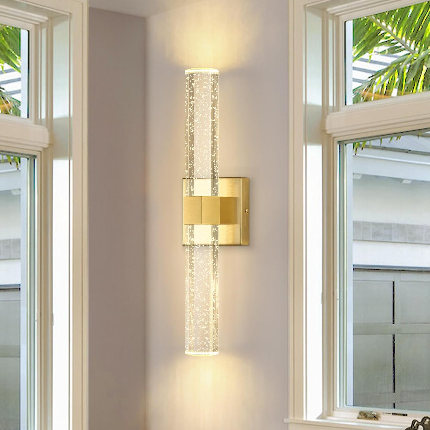 Gold LED Wall Sconce Lights Warm Light Modern Crystal Wall Lights Vanity Lighting Fixtures Sconces for Bathroom Living Room Bedroom Dining Room Hallway