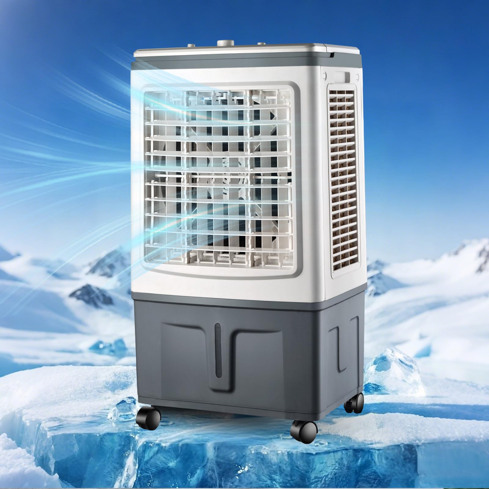 Ventless Portable Air Conditioner 30L, Evaporative Air Cooler Mechanical Control, 2 Ice Packs, Heavy Duty Grade