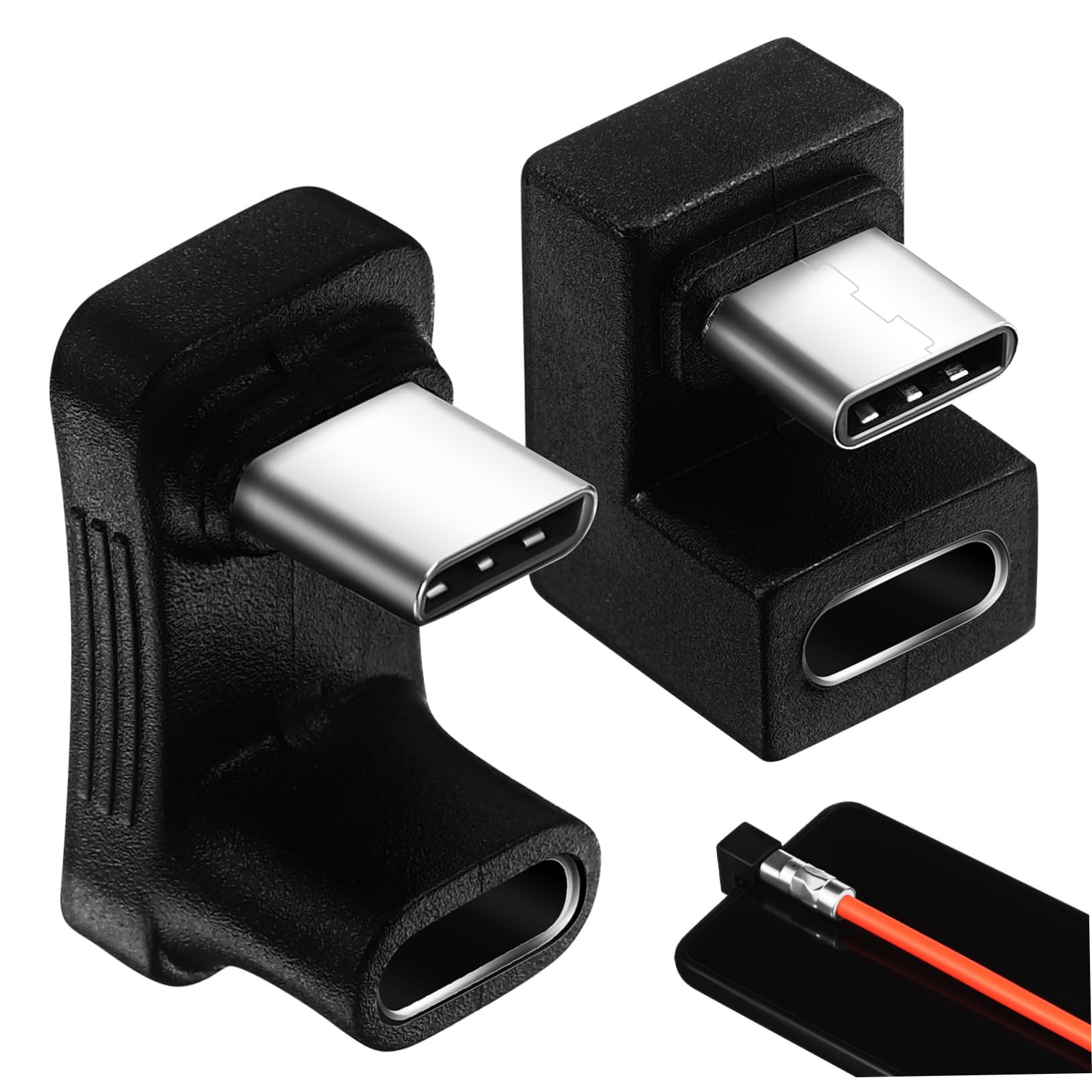 Happyyami USB c Adapter 2 Pack USB c Angled Adapter Right Angle 180 Degree Easy to Use