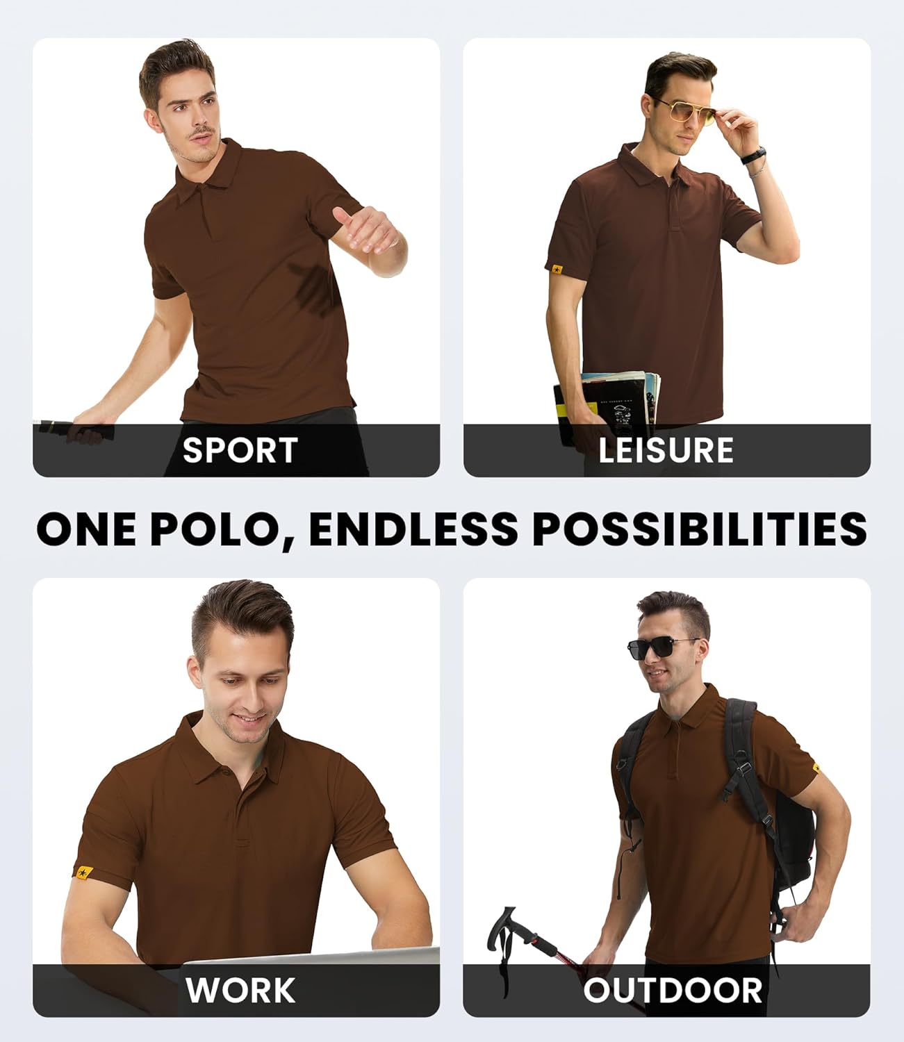 V VALANCH Mens Polo Shirts Short Sleeve Moisture Wicking Golf Polo Athletic Collared Shirt Tennis T-Shirt Tops