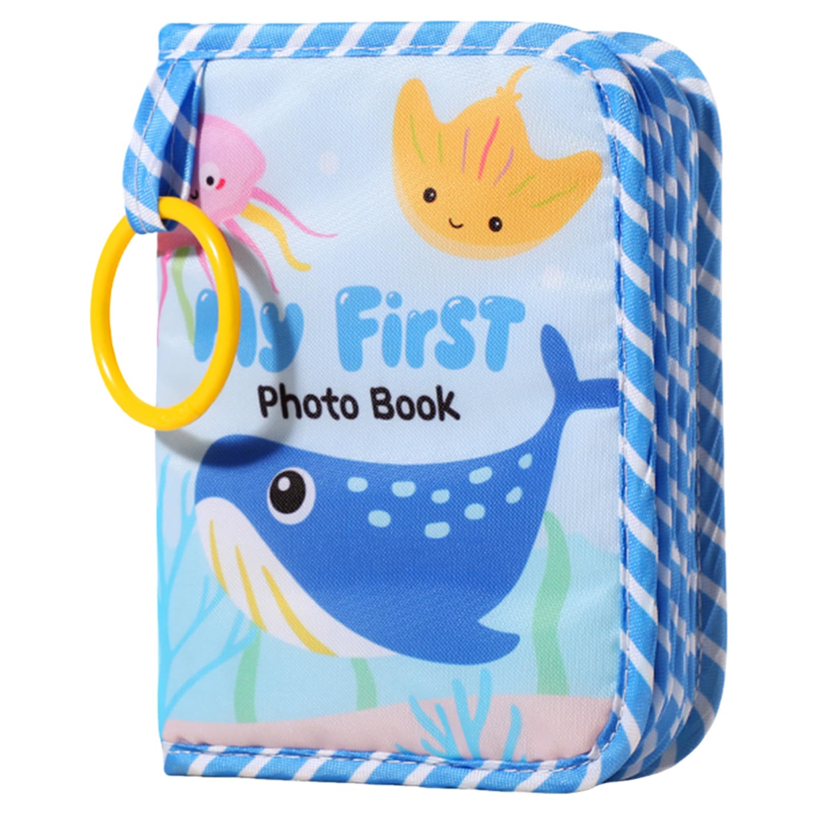 Baby photo album,My First Baby Photo Album Holds 17 4x6 Photos,SiumPklay memory book Fabric Kid Memory Keepsake Gift for 4x6 Shower Kids Newborn Toddlers Boy Girl (Ocean)