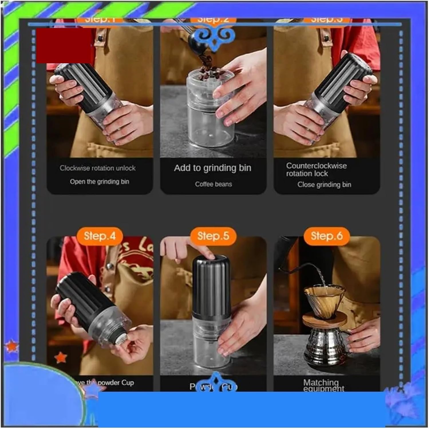 Portable Coffee Machine, 2Pcs Easy to Use Electric Coffee Grinder Portable Adjustable Coffee Bean Grinder Automatic USB Grinding Core Coffee Maker,for Outdoor Travel Picnic(Gray)