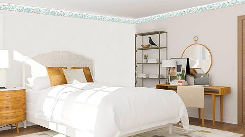 Miniatura 3 de Dundee Deco DDAZBD9431 - Borde de papel tapiz para despegar y pegar, diseño retro, diseño retro de personas y barcos, color verde azulado abstracto,