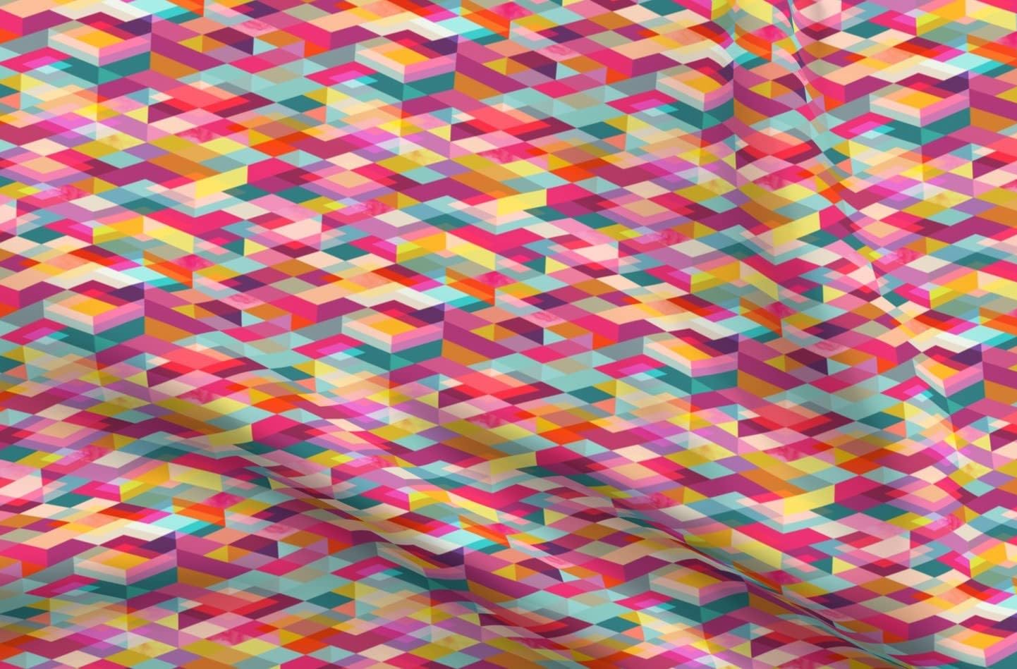 Spoonflower Fabric - Small Diamonds Modern Geometric Abstract Colourful Shapes Scale Printed on Petal Signature Cotton Fabric Fat Quarter - Sewing Quilting Apparel Crafts Decor