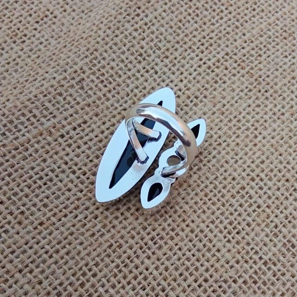 Black Onyx And Moonstone Multi Gemstone Ring,Handmade Statement Ring,Natural Black Onyx Gemstone,925 Sterling Silver Ring,